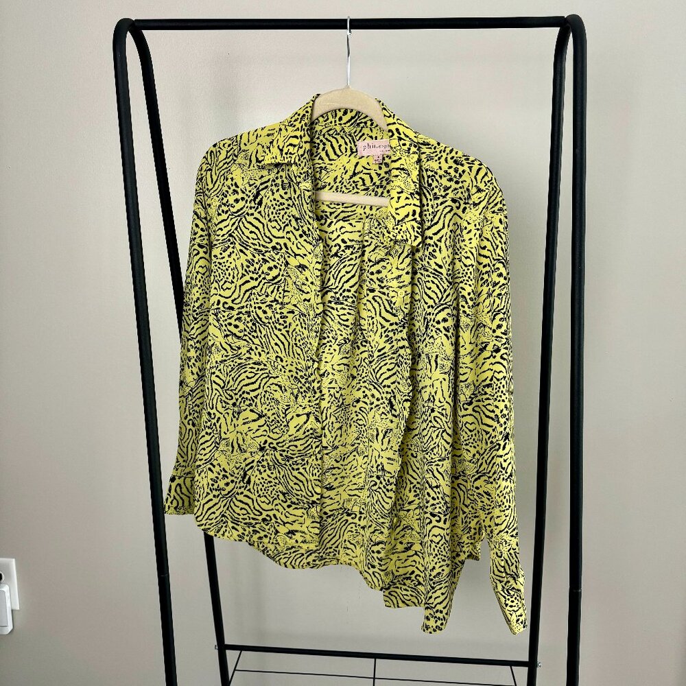 Philosophy Leopard Print sheer button down shirt